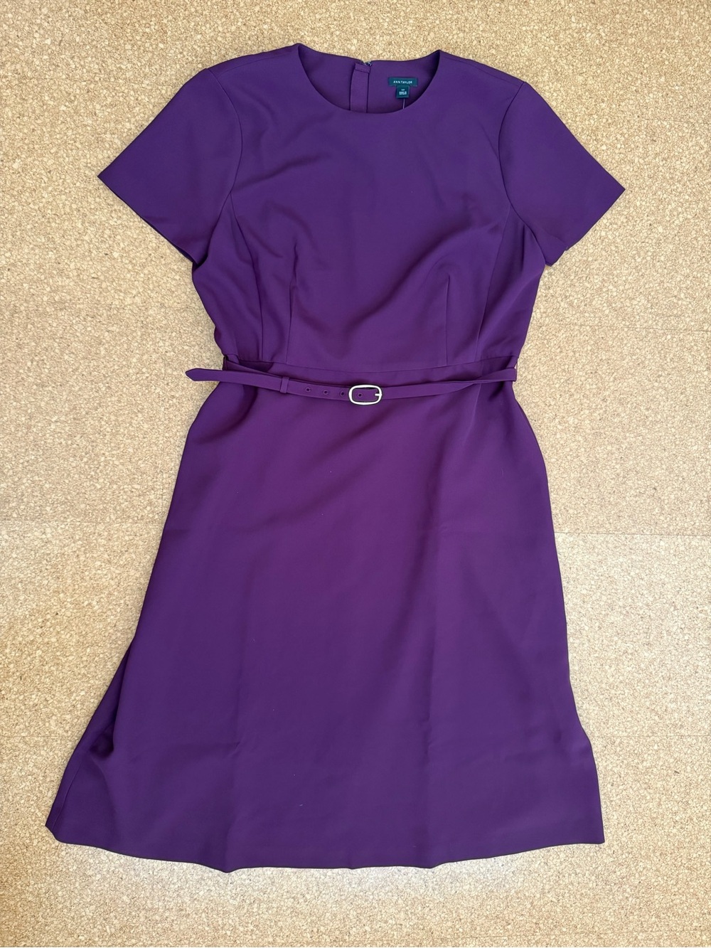 Ann Taylor Belted Purple Midi Sheath Dress